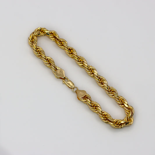 14K Rope Chain Bracelet Yellow Gold