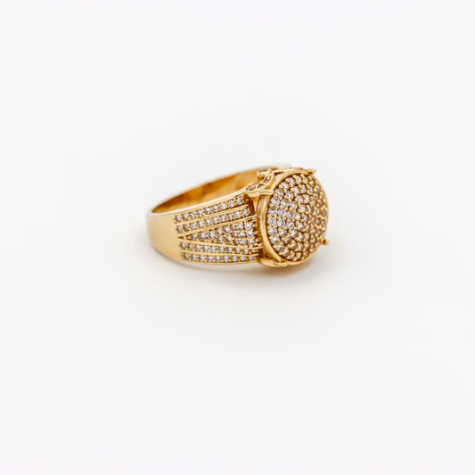 14K Oval Cz Men's Ring Yellow Gold