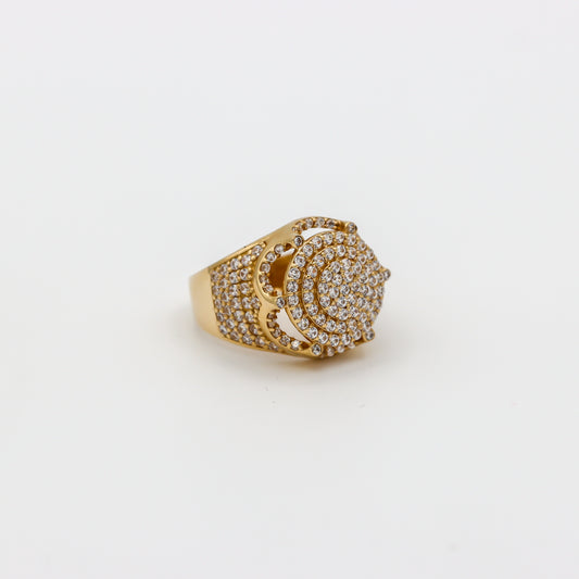 14K Dome Cz Men's Ring Yellow Gold