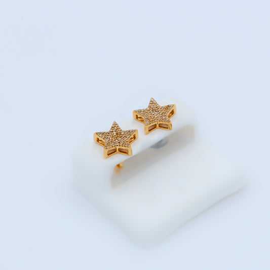 14K Star VS Diamond Earrings Yellow Gold