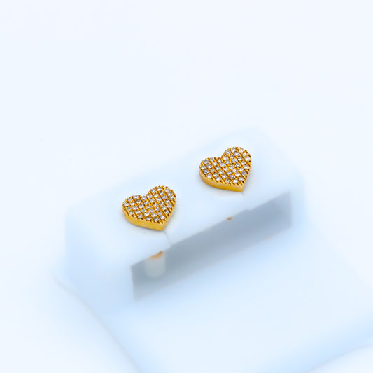 14K VS Diamond Heart Earrings Yellow Gold
