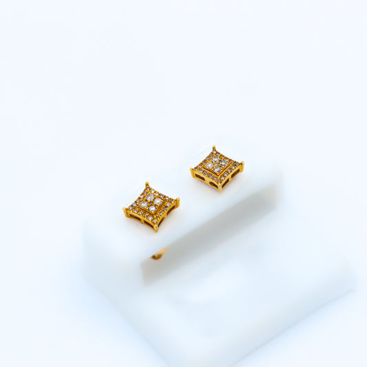 14K VS Diamond Square Earrings Yellow Gold