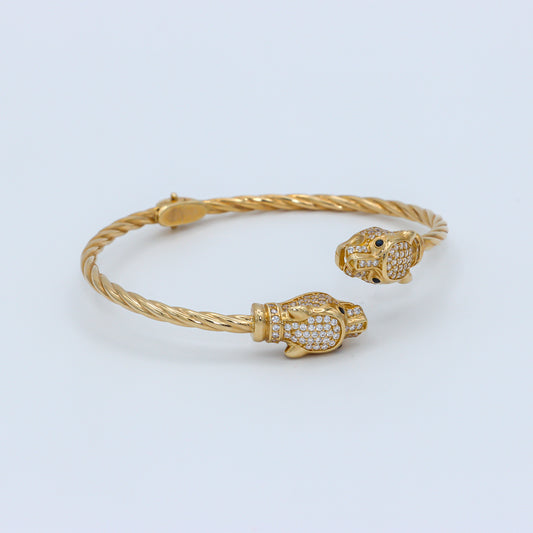 14K Leopard Bracelet Yellow Gold