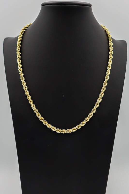 14K Hollow Rope Chain Yellow Gold