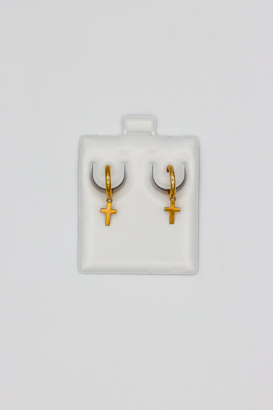 14K Cross Earrings Yellow Gold