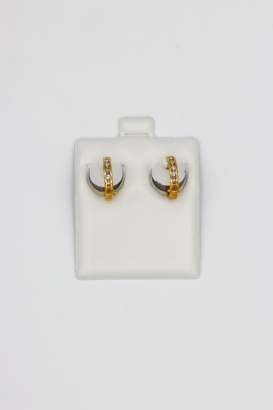 14K Earrings Yellow Gold Cz Stone